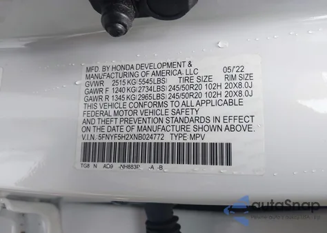 2022 Honda Pilot 2Wd Special Edition из США, поврежденный, VIN 5FNYF5H2XNB024772